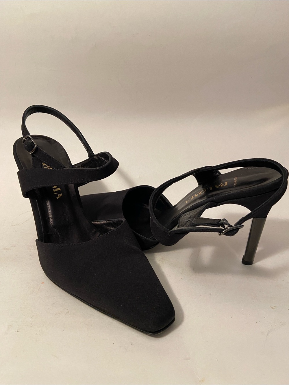 Paloma Black Textile Leather Trim/Sole Pump Shoes 7.5B Spain VTG